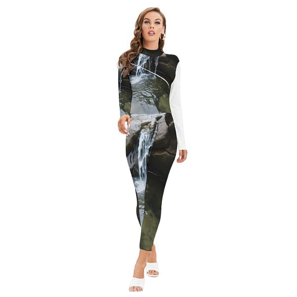 Women's Long-sleeved High-neck Jumpsuit With Zipper