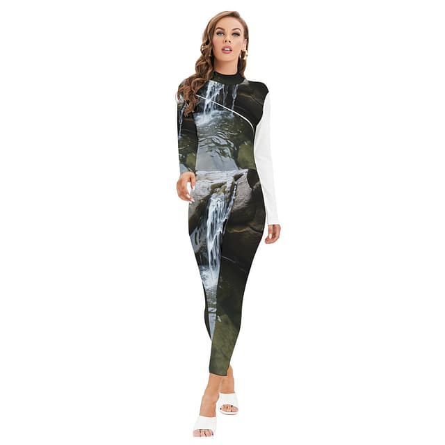 Women's Long-sleeved High-neck Jumpsuit With Zipper